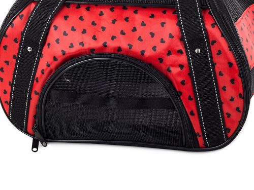 Macska, kutya hordtáska szállító hordozó 41cm x 23cm x 27cm, piros
