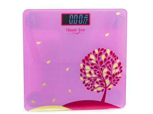 Elektronikus fürdőszobai mérleg 180 kg-ig üveg lcd rózsaszín