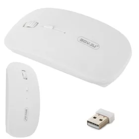   Vezeték nélküli optikai egér slim 2.4 Ghz, 11 cm x 5,5 cm x 2 cm, fehér