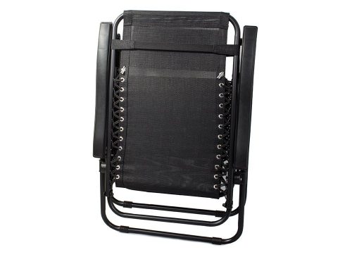 Napozóágy, strandszék, összecsukható, fejtámlával, fekete