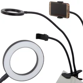   24 led-es asztali lámpa és telefontartó csíptetővel, fekete