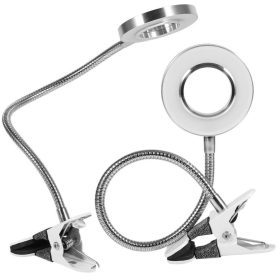   24 led-es kozmetikai asztali lámpa csiptetős, fehér / ezüst