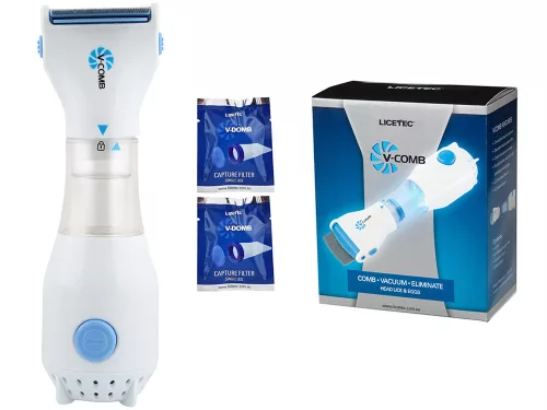 Aspirator electric cu pieptene pentru păduchi