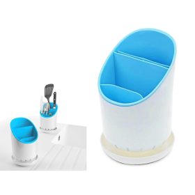 Konyhai evőeszköztartó, szárító, fehér / kék