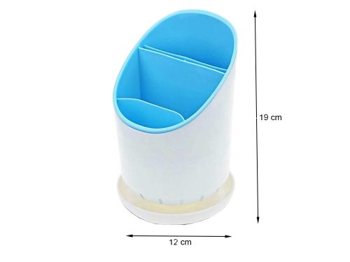 Konyhai evőeszköztartó, szárító, fehér / kék