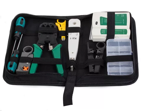 Hálózati tesztelő készlet lsa crimper rj45 tokkal
