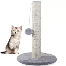   Stâlp de zgâriat pentru pisici cu minge, 43 cm înălțime, gri