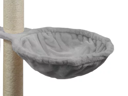 5 szintes macska szórakoztató központ és Kaparófa faház odútorony 138cm, Szürke színű