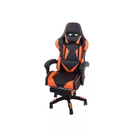 Gamer forgószék, irodai fotel, lábtartóval, narancs