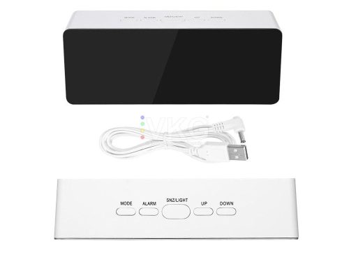 Tükrös ébresztőóra hőmérő LED kijelző 4 az 1-ben, Fehér