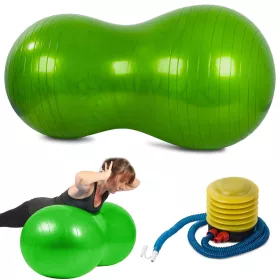   fitnesz 100cm széles gimnasztikai labda földimogyoró alakú pumpával, zöld