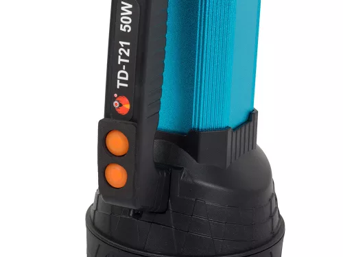 Napelemes zseblámpa, Power bank funkció, LED (CREE XM-L L2), kék