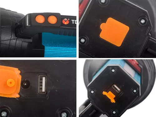 Napelemes zseblámpa, Power bank funkció, LED (CREE XM-L L2), kék