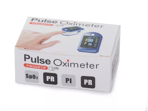 Pulzoximéter Pulzusmérő Véroxigénszint mérő készülék - Ujjra csiptethető, Kék