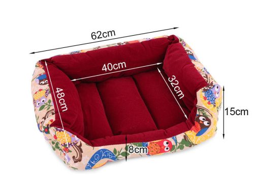 kutyaágy kutyafekhely 62cm x 53cm x 17cm, bagoly mintás