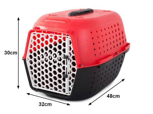 Hordtáska, Ketrec kutyának, macskának, nyúlnak, 48cm x 30cm x 32cm piros v2