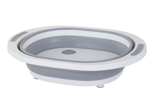 Összecsukható szilikon tál mosogató lefolyóval 5l