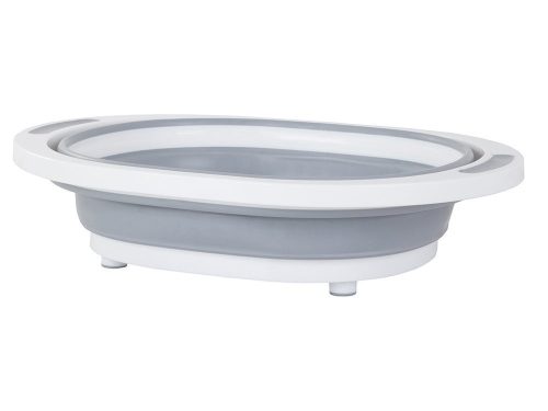 Összecsukható szilikon tál mosogató lefolyóval 5l