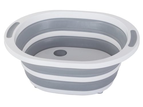 Összecsukható szilikon tál mosogató lefolyóval 5l