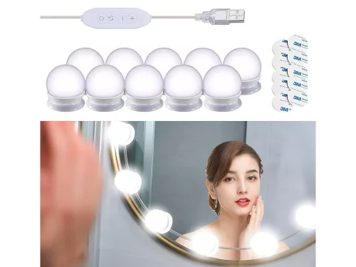 LED-es tükörlámpák sminkeléshez, 10 db