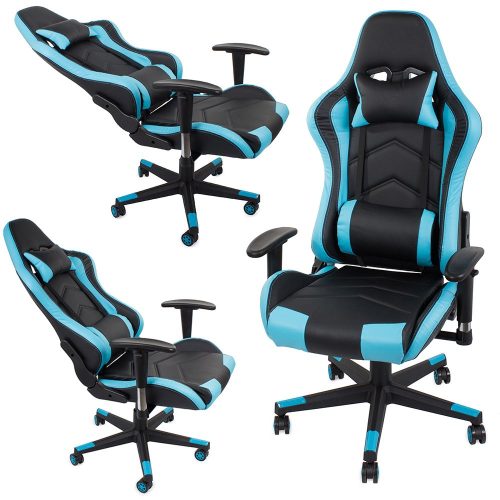 Irodai forgószék  Gamer szék, fekete/világoskék