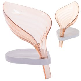   Levél alakú szappantartó fürdőszappanhoz lefolyóval narancssárga színű