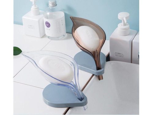 Levél alakú szappantartó fürdőszappanhoz lefolyóval narancssárga színű