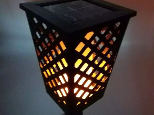 Napelemes kerti lámpa Fáklyás lámpa Alkonyat érzékelő