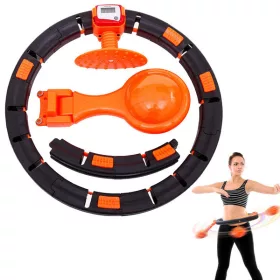   Hula hop karika karcsúsító, összecsukható, masszírozó, forgásszámlálóval, fekete/narancs