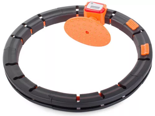 Hula hop karika karcsúsító, összecsukható, masszírozó, forgásszámlálóval, fekete/narancs