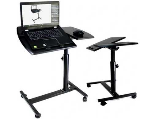 Laptop asztal, állítható magasság, kerekes, fekete