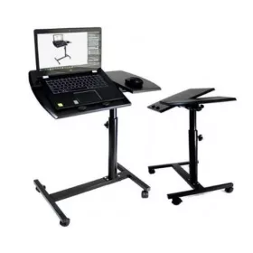 Laptop asztal, állítható magasság, kerekes, fekete