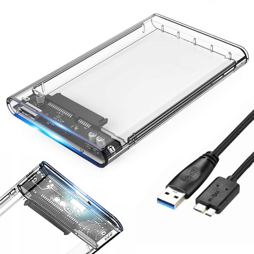 Ház hdd ssd 2.5'' usb 3.0 sata átlátszó