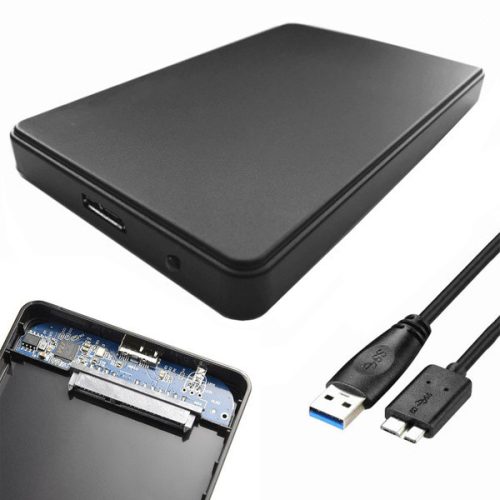 Lemezház rekesz hdd ssd 2,5 hüvelykes usb 3.0 sata, fekete