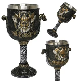 Pocal viking, cană decorativă, polirășină și oțel