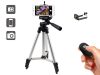 Tripod állvány telefonhoz, fényképezőgéphez, 34-100 cm, bluetooth-os távirányítóval