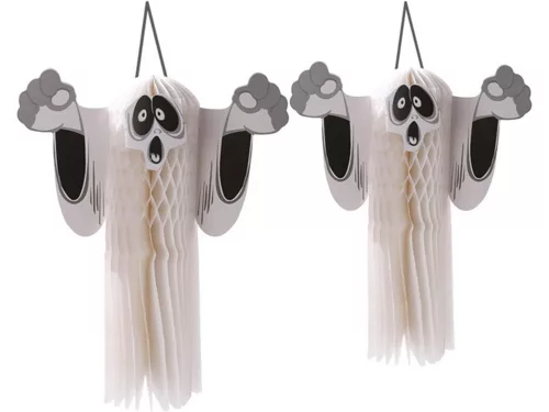 Szellem papír halloween szellem 3d hajtogatott papír dekoráció fehér 36cm