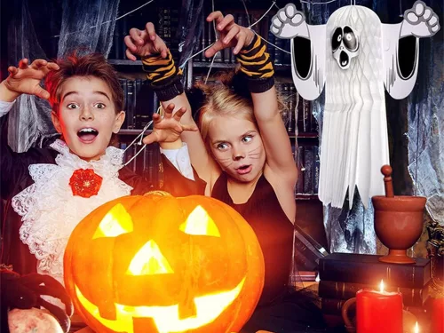 Szellem papír halloween szellem 3d hajtogatott papír dekoráció fehér 36cm