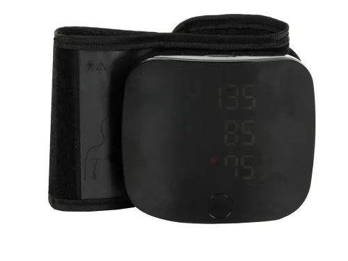 Elektronikus csuklós vérnyomásmérő, LCD, tok, újratölthető hang, USB