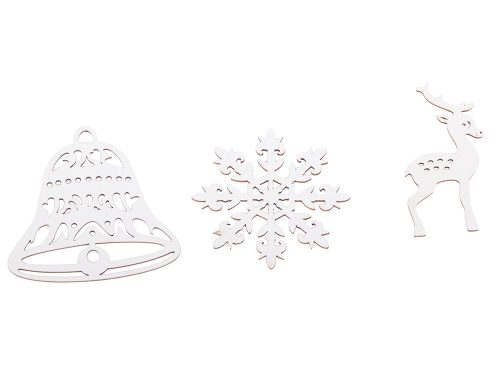 Fából készült karácsonyfadíszek 20 db medál, csecsebecse dísz