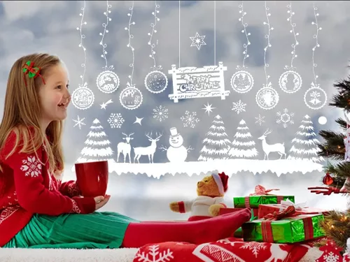 Karácsonyfa matricák az ablakhoz
