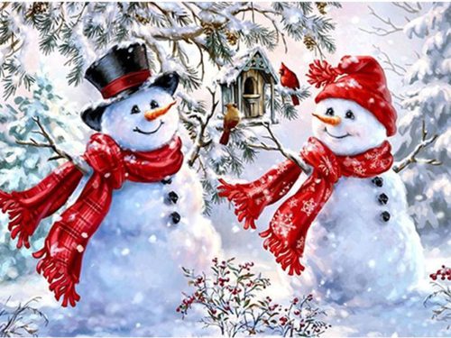 Gyémánt hímzés hóember készlet karácsonyi 5d