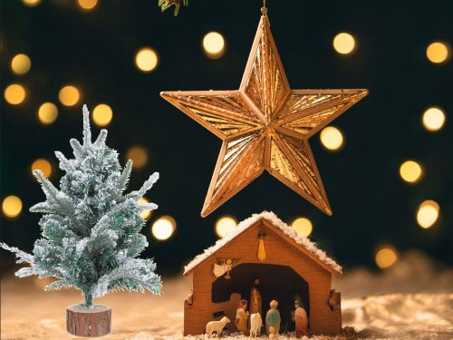 Havas mesterséges karácsonyfa, kicsi, 50 cm, asztali dekoráció