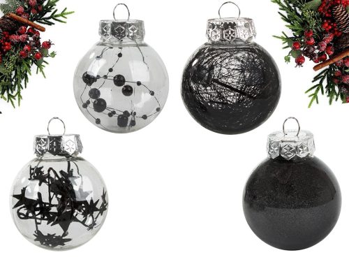 Karácsonyfadísz gömb 6 cm-es szett, 24 ünnepi fekete