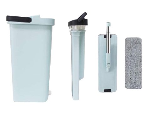 Kétkamrás lapos felmosó vödör kicsavaróval a padló tisztításához, 3x párna