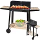 Kerti grill nagy faszén grillsütő állítható rostély polcok kerekek hordozható v1