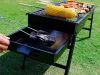 Utazó grill hordozható összecsukható tok faszén kemping bbq nagy