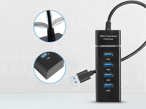 Hub usb 3.0 port splitter 4 port fekete
