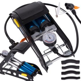   Autós lábpumpa ikerdugattyús végzárók kerékpárhoz, labdákhoz, matrachoz