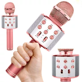   Bluetooth vezeték nélküli mikrofon karaoke hangszóró hangmodulátor rózsaszín
